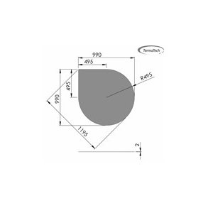 Stlplade 2mm Drbe A:1000 x B:1000 (C:500 Dia:1200)