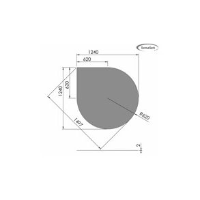 Stlplade 2mm Drbe A:1250 x B:1250 (C:625 Dia:1470)