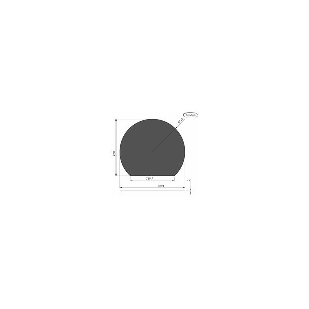 Stlplade 2mm Cirkel afskret A:1100xB:950 (C:740)