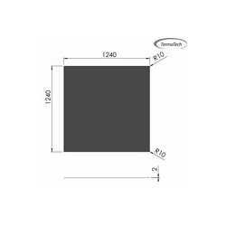 Stl Gulvplade firkantet 1250x1250 (1240x1240mm) 2 afrundede hjrner R10mm