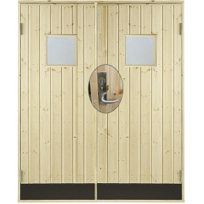 Dbl. udhusdr panel m/vindue inkl. karm/montagest - HU - 151,2×197,8 cm