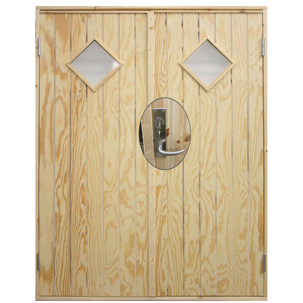 Dobbelt udhusdr plywood m/vinduer inkl. karm/montagest - HU - 151,2&times;197,8 cm