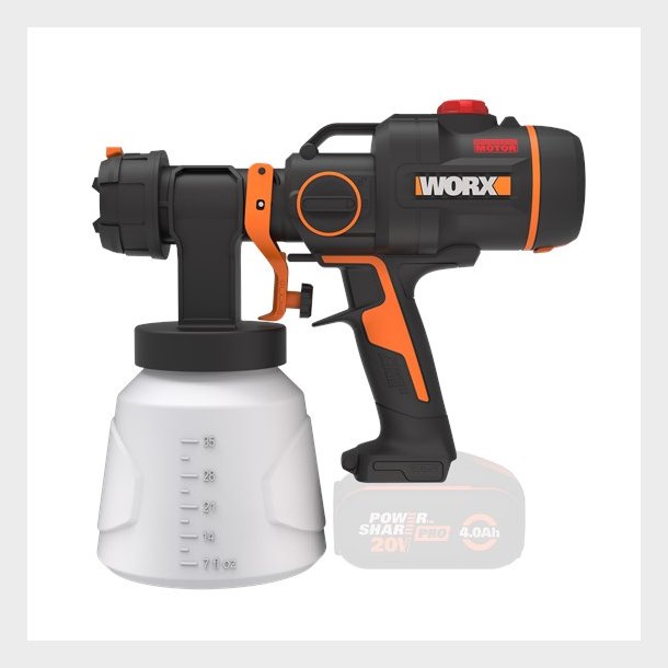 WORX 20V PAINT SPRAYER 3 DYSER, RENSEKIT, SOLO