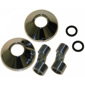 Monteringsst til brusearmatur forskudt 3/4x1/2 + roset krom