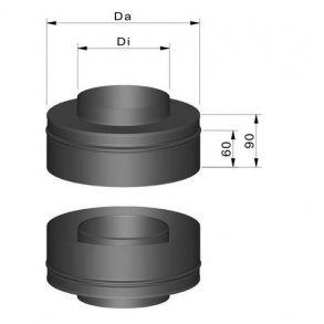 Skorsten 150 Tilslutning til T-stk. + top