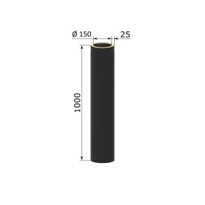 Forlnger modul halvisoleret, L:1000mm pulverlakeret