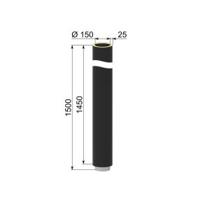 Startsektion halvisoleret, L: 1450 mm pulverlakeret