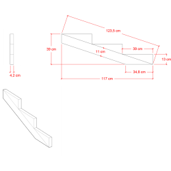Plus Trappevange 3 trin  (trindybde 39 cm)
