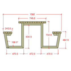 Plus Wega Bord/Bnkest - 177 cm - Teak