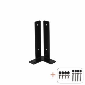 PLUS Hjrne Stolpefod m/skruer til fundament Sort  15x15x30CM