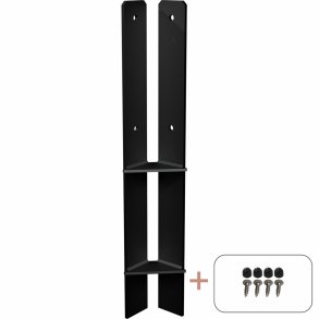 PLUS Hjrne Stolpefod m/skruer t/nedstbning Sort    6x6x60CM