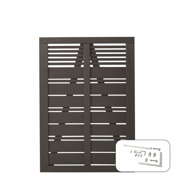 PLUS Silence Enk.lge m/beslag Umbragr RAL7022 3,4x100x140CM