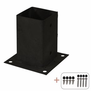 PLUS Cubic Stolpefod m/skruer til fundament Sort  15x15x15CM