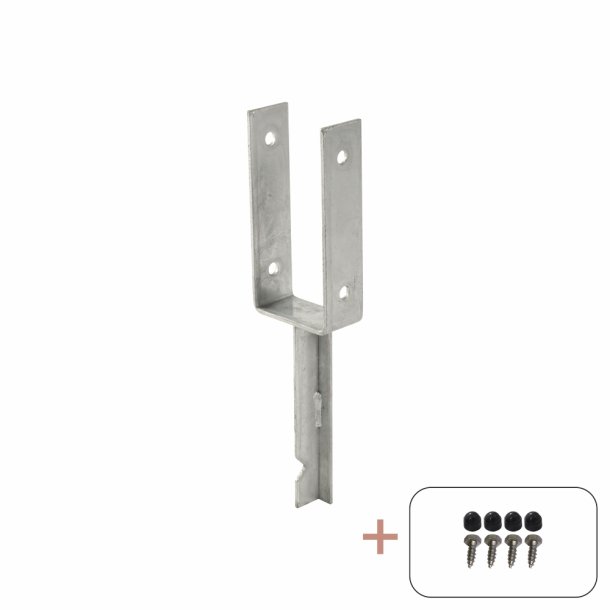 PLUS U-Stolpefod m/skruer til nedstbning     9,1x5x40CM