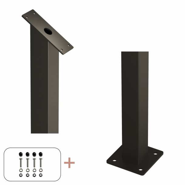 Stlstolpe m/fod inkl. bolte - til trappe gelnder - 4,5&times;4,5&times;87,1/80,4 cm