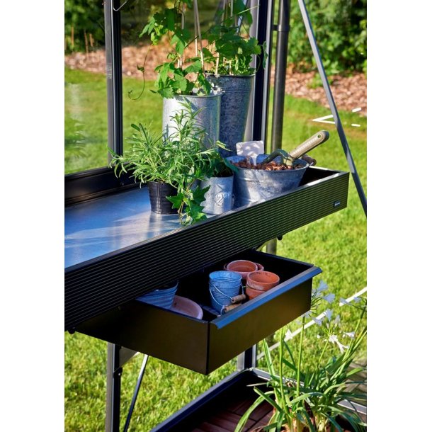 Drivhusbord integreret - 142 x 52 cm - sort