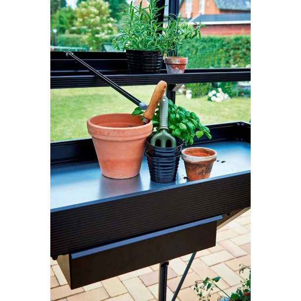 Drivhusbord integreret - 142 x 52 cm - sort