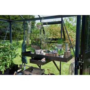 Drivhusbord integreret - 142 x 52 cm - sort