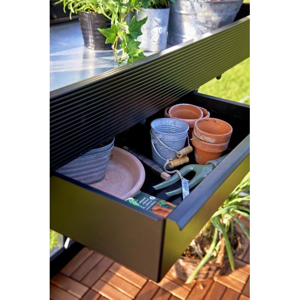 Drivhusbord integreret - 142 x 52 cm - sort