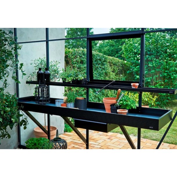 Drivhusbord integreret - 213 x 52 cm - sort