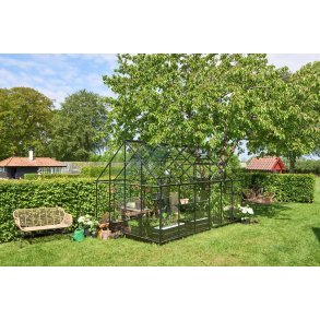 HALLS Drivhus Qube+ 812 sort m/ 3 mm hrdet glas 9,9m2 m/dobbeltdr