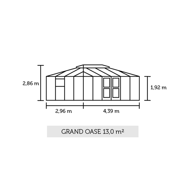 Grand Oase 13,0 m antracit m/ 3 mm hrdet glas