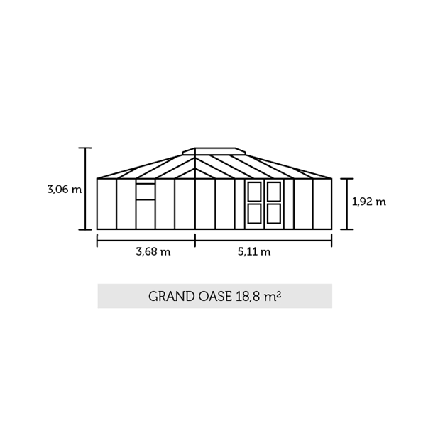 Grand Oase 18,8 m&sup2; antracit m/ 3 mm hrdet glas