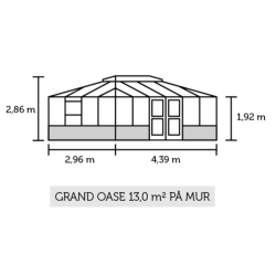 Grand Oase 13,0 m antracit m/ 3 mm hrdet glas - murmodel