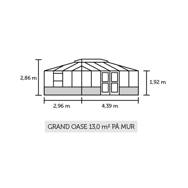 Grand Oase 13,0 m antracit m/ 3 mm hrdet glas - murmodel