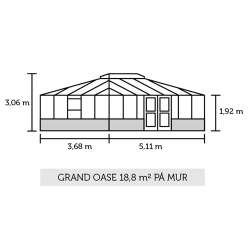 Grand Oase 18,8 m antracit m/ 3 mm hrdet glas - murmodel