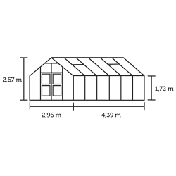 Premium 13,0 m&sup2; antracit  m/ 3 mm hrdet glas