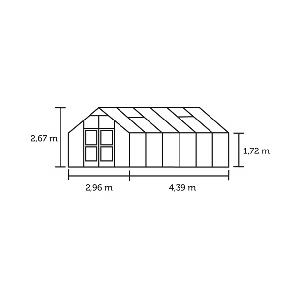 Premium 13,0 m&sup2; antracit  m/ 3 mm hrdet glas