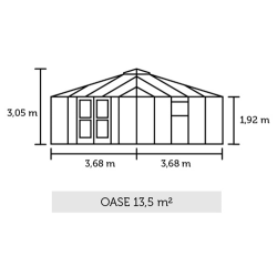 Oase 13,5  m&sup2; antracit m/ 3 mm hrdet glas