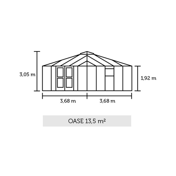Oase 13,5  m&sup2; antracit m/ 3 mm hrdet glas
