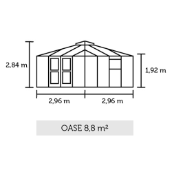 Oase 8,8  m&sup2; antracit m/ 3 mm hrdet glas