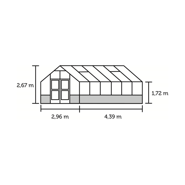 Premium 13,0 m&sup2; antracit  m/ 3 mm hrdet glas - murmodel
