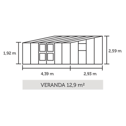 Juliana Veranda 12,9 m&sup2; antracit m/ 3 mm hrdet glas