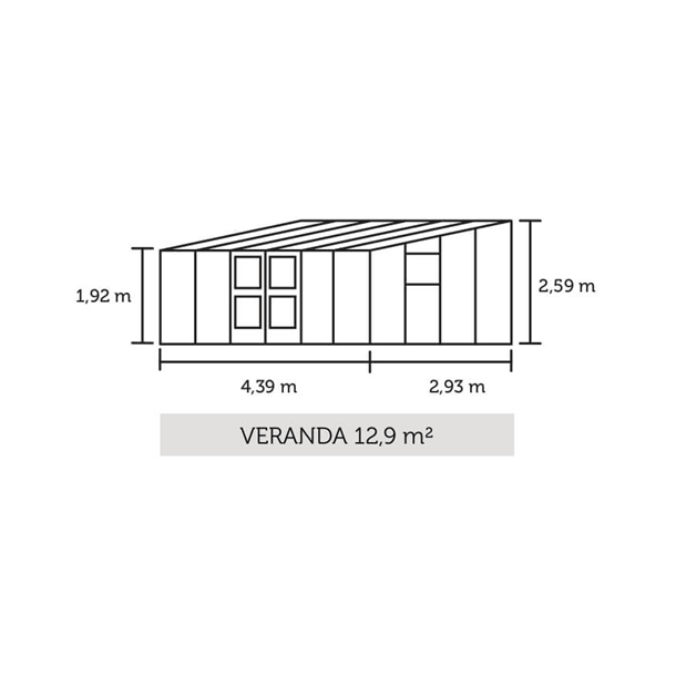Juliana Veranda 12,9 m&sup2; antracit m/ 3 mm hrdet glas
