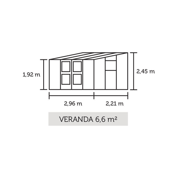 Juliana Veranda 6,6 m m/ 3 mm hrdet glas
