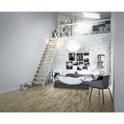 Dolle Normandie Ligelb hemsetrappe i massiv gran med indstemte trin.